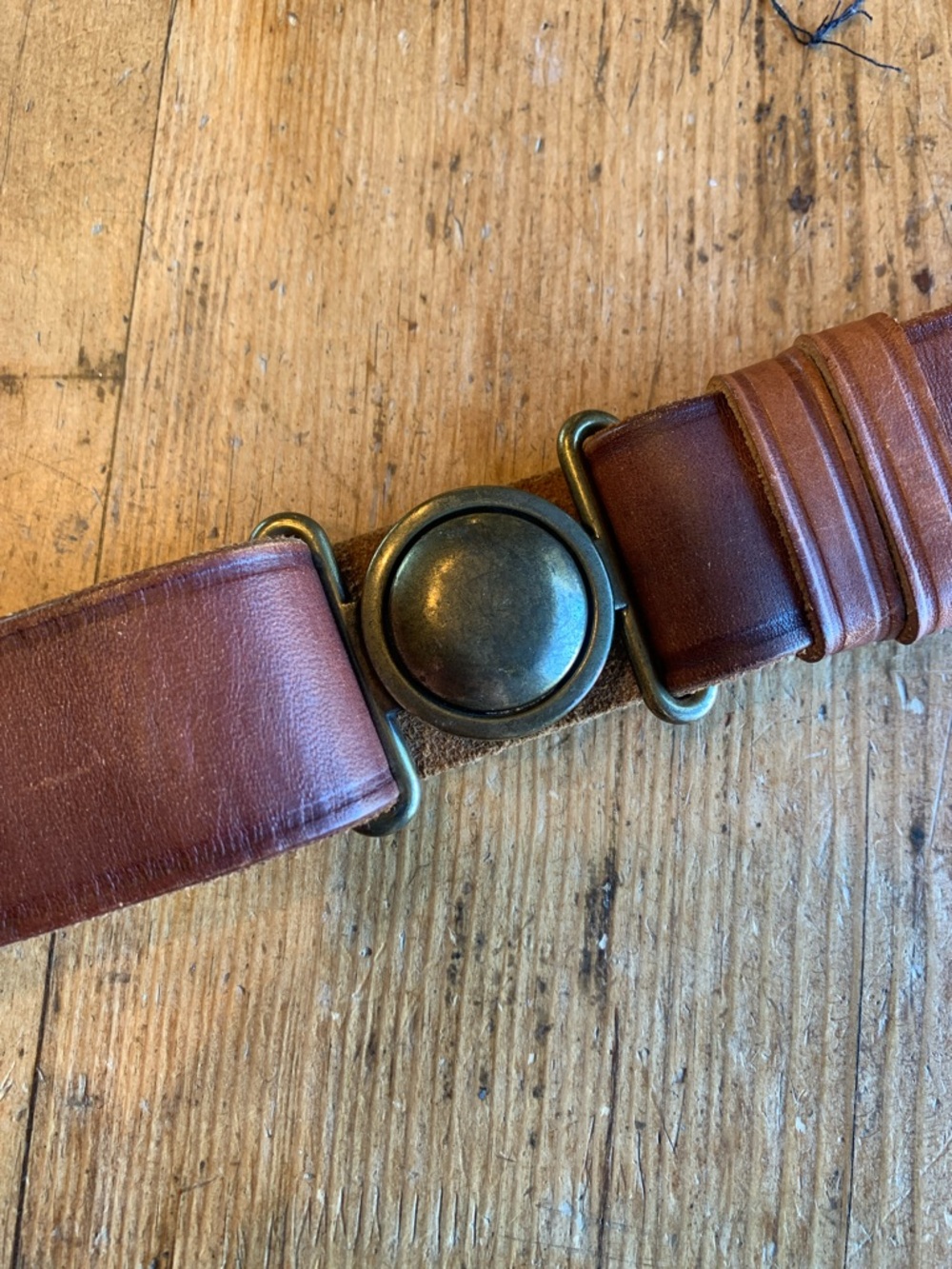 Topshop Brown Leather Belt with Brass Hardware - Picture 8 of 16
